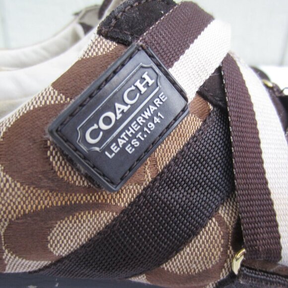 Coach Paddy Signature Monogram Brown Canvas Suede Sneakers Women’s Size 8.5 - Picture 6 of 15